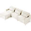 Chenille beige à trois places, deux repose-pieds mobiles, éponge à haute résilience, capitonnage exquis, configuration flexible, tissu d'usure, siège confortable avec base en bois de qualité, ergonomique,