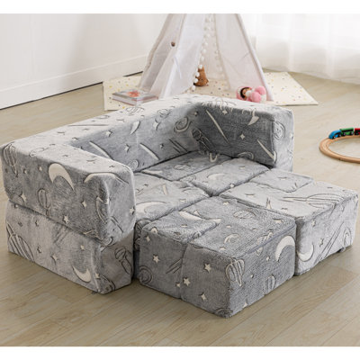 Kids Play Couch With Washable Covers, Modular Toddler Sectional Sofa For Playrooms,DIY Creative & Freely Removable