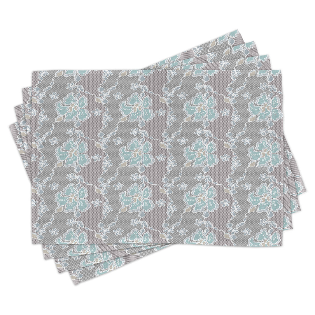 Platzdeckchen 4er Set, Victorian Vintage Soft, Grau Seafoam Tan