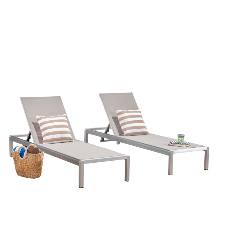 Caggiano Outdoor Metal Chaise Lounge Set
