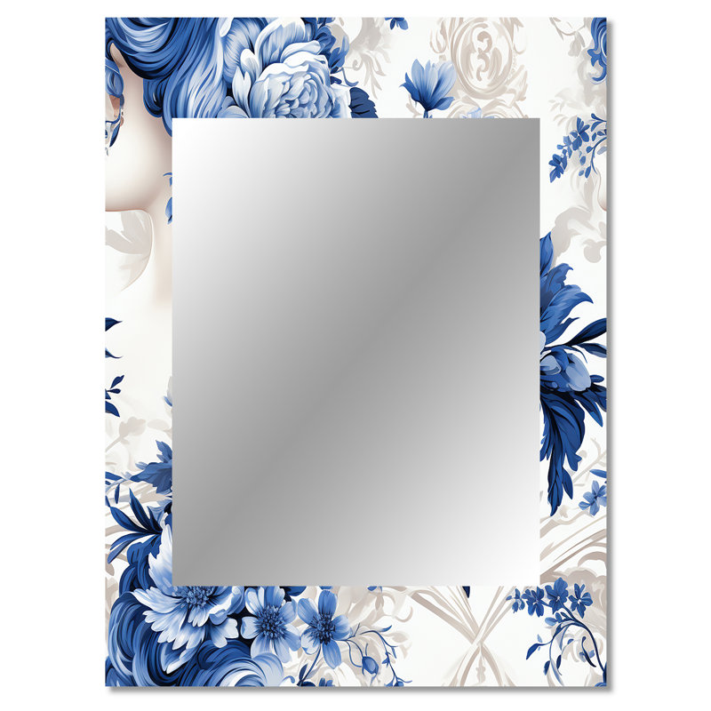 Motif victorien camée bleu cobalt Jernigan, 40 po x 30 po