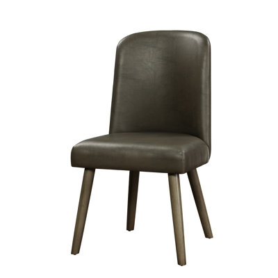2 chaises d'appoint grises - revêtement en cuir synthétique, dossier haut de liste minimal, capacité de poids de 220 lb, finition chêne de faux revêtement, solide, profondeur de l'emballage de 47 po,