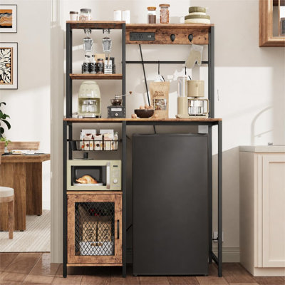 Étagère Bakers avec support pour micro-ondes et mini-réfrigérateur