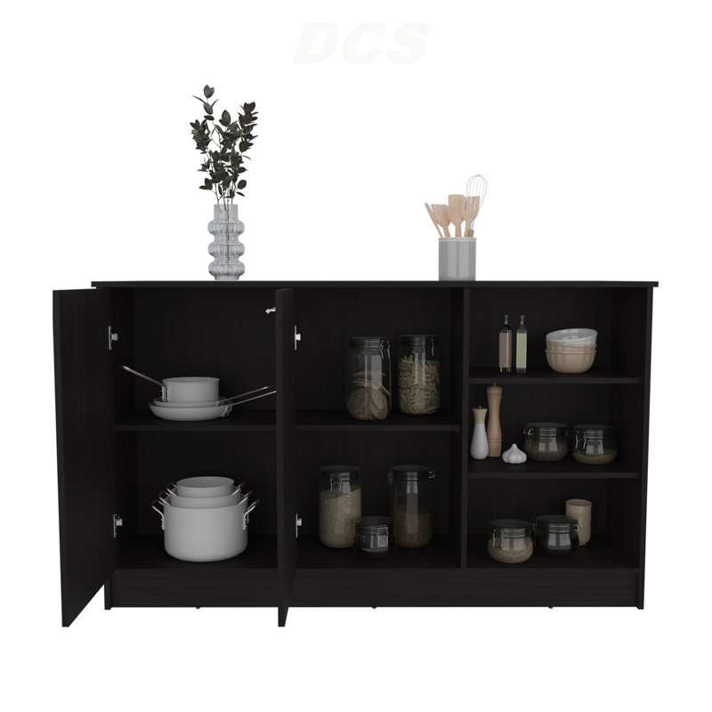 Ginger Kitchen Island, Three Open Shelves, Two Cabinets