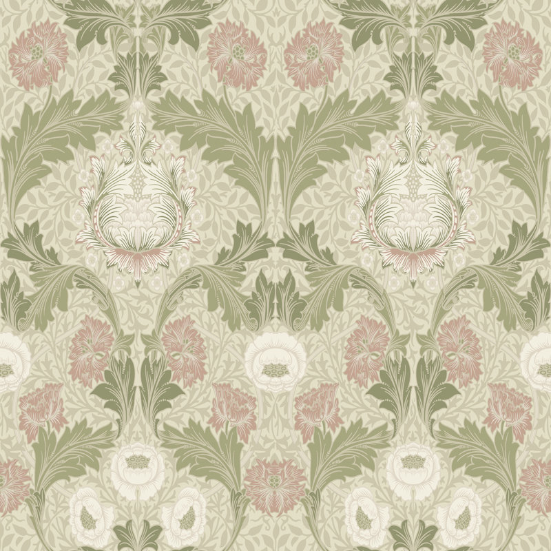 Myrtle Mauve Floral Ogee Wallpaper, Purple