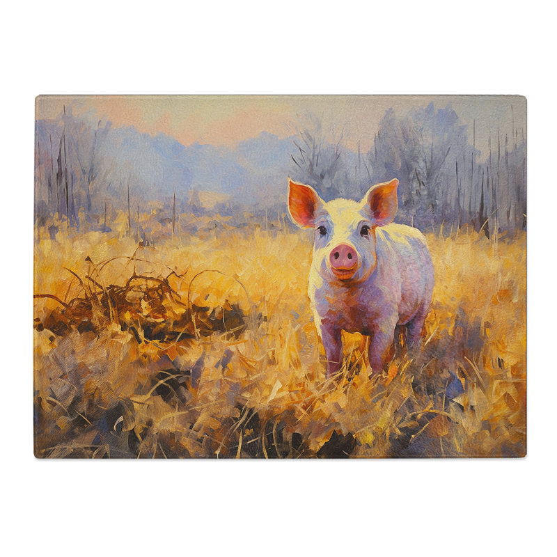Pig Impressionism  Glass Chopping Board
