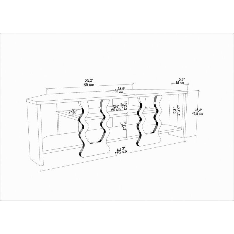 Bernadyne 47" Corner TV Stand for TVs up to 55", White/Black