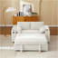 Canapé-lit beige avec causeuse avec accoudoirs de rangement et port USB-1381386287