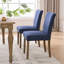 Chaise de salle à manger rembourrée, chaise d'appoint en tissu bleu, chaise de cuisine moderne sans accoudoirs avec pieds en bois massif-684528072