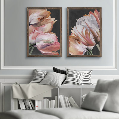 « pastel perroquet tulipes iii » par vincent van gogh, ensemble de 2 reproductions d’art sur cadre photo