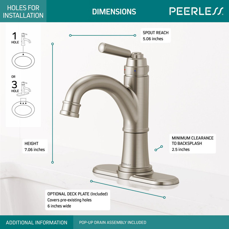 Westchester Bathroom Faucet with Drain Assembly, Brushed Nickel