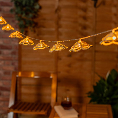 Rattan Flower 10 x Battery Operated Outdoor Garden Indoor / Outdoor 10 - Bulb 238 cm Battery Powered LED Novelty String Light