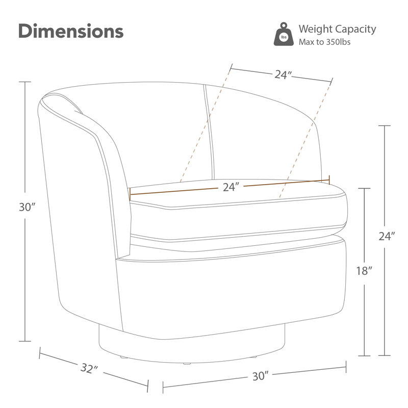 Billingslee 30'' W Swivel Barrel Accent Chair, Cream
