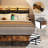 Nottaway Queen Size Bed Frame with Upholstered Headboard, with Storage & 2 Folding Panels, Metal Platform with Power Outlet & LED Light Strip-405143285