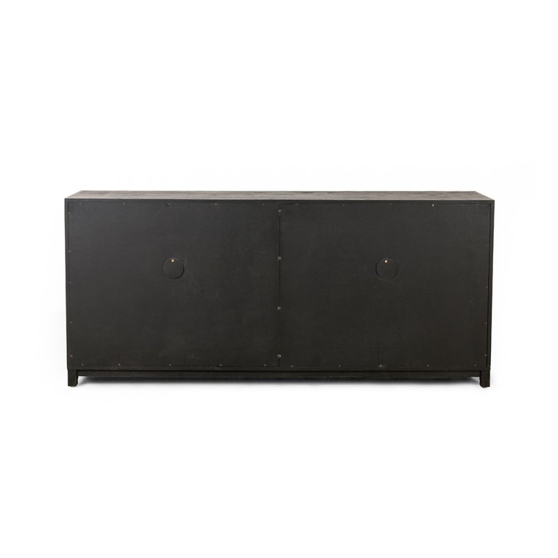Sonata 78'' Black and Oak Sideboard with Glass Doors