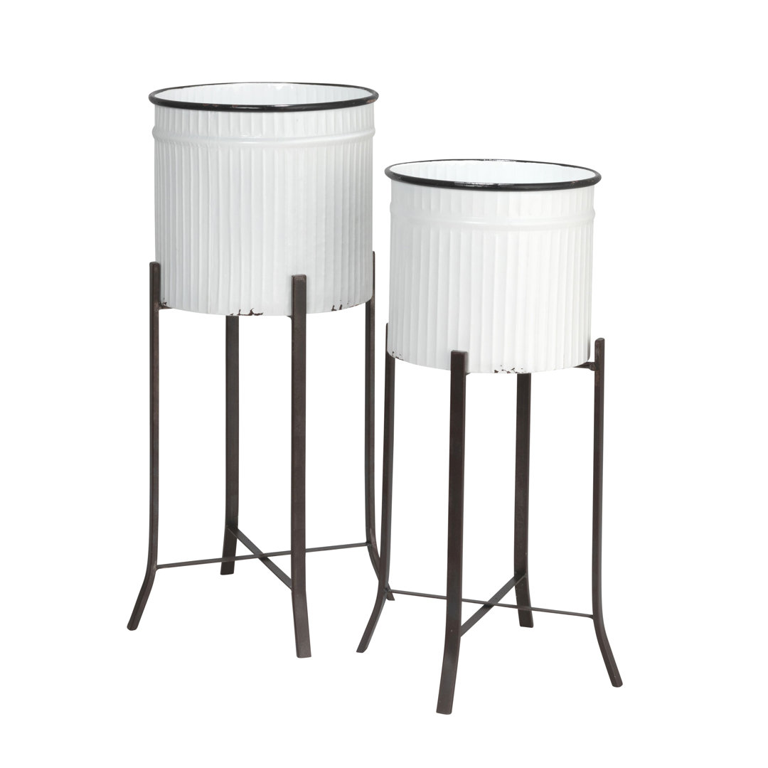 Pelin 2-Piece Metal Pot Planter Set August Grove® 