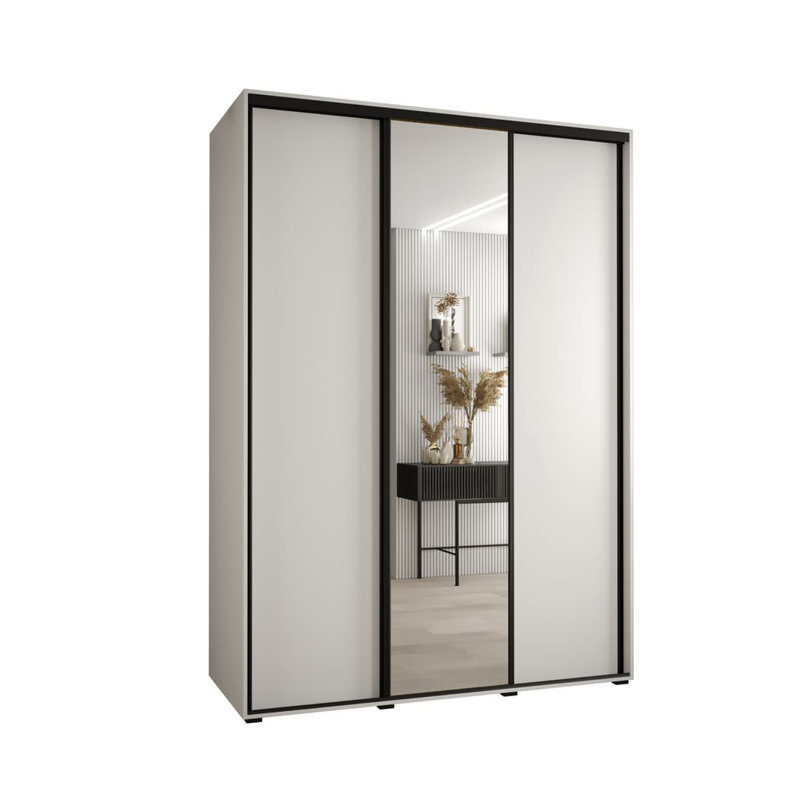 Carya 3 Door Manufactured Wood Wardrobe, Black, 205" H x 180" W x 60" D