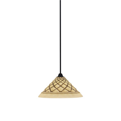 Paramount Stem Hung Pendant Shown In Matte Black Finish With Chocolate Icing Glass