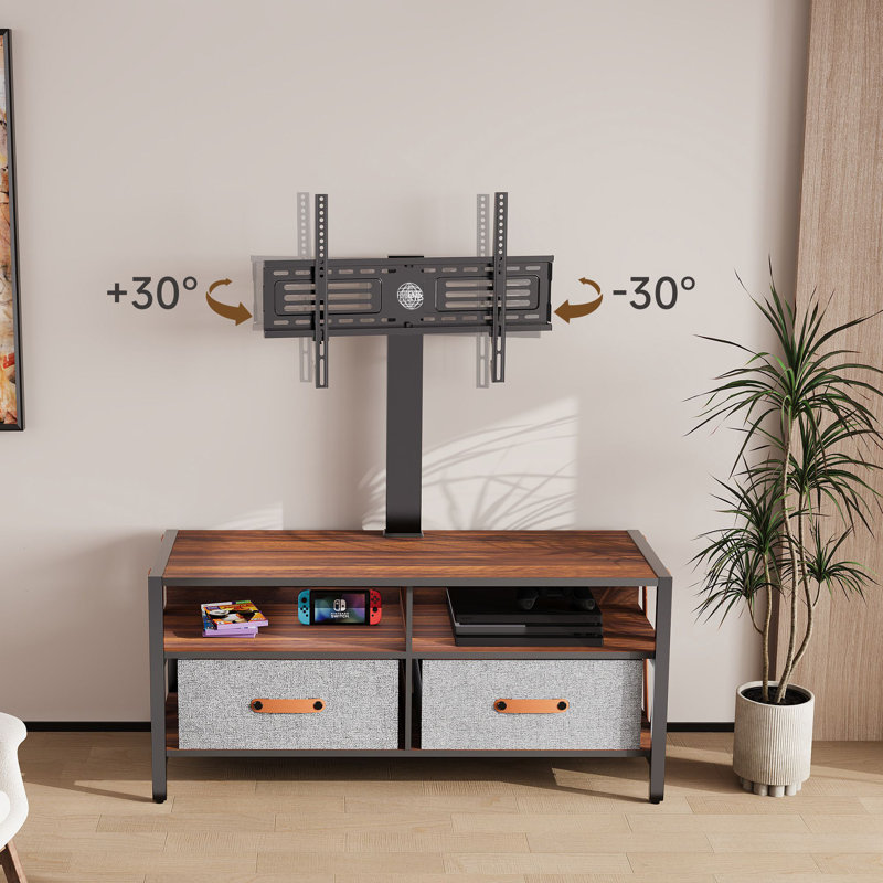 Tv Stand With Two Drawers, Fabric, Suitable For 37-65-inch Tv, Brown