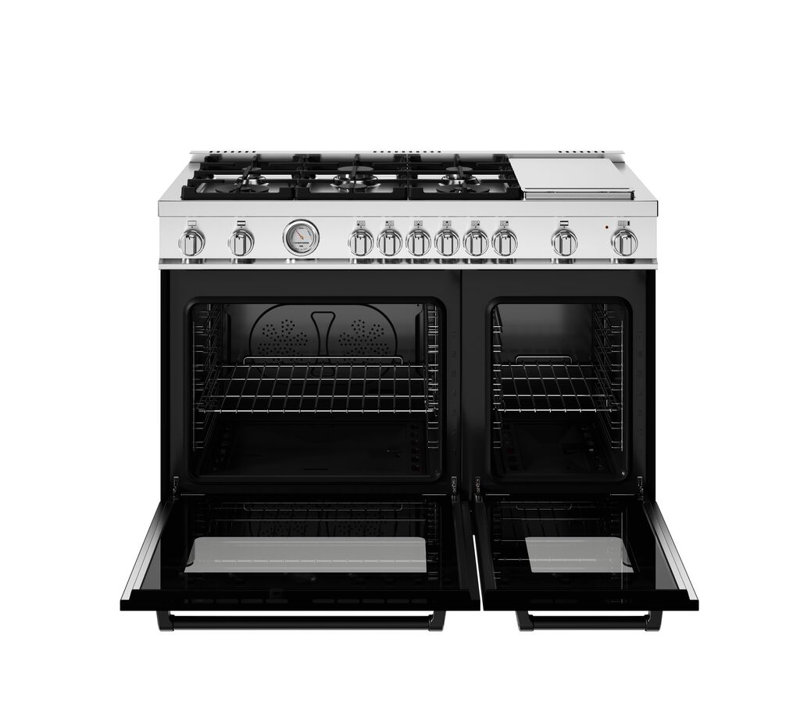 Master Series All-Gas Range 48" - 6 Burners + Electric Griddle - Gas Oven, Black, Natural Gas