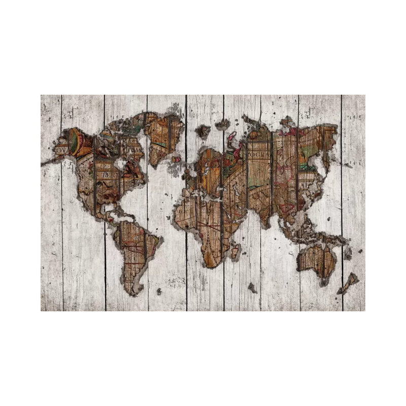 Carte en bois - Giclée sur toile tendue avec châssis, H 26 po x l 40 po
