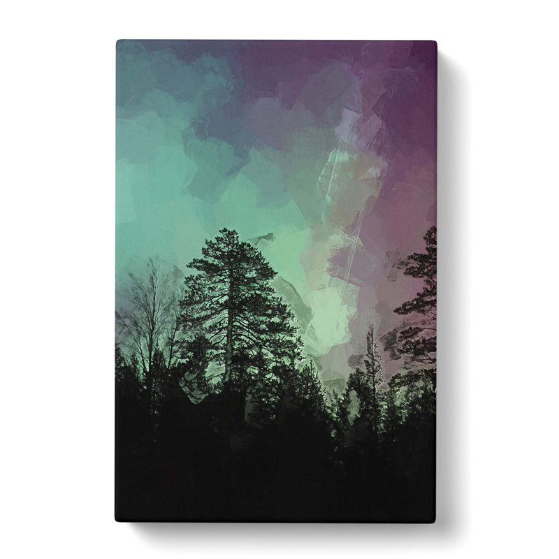 Northern Lights over the Forest in Abstract - Wrapped Canvas, 76cm H x 50cm W x 3cm D