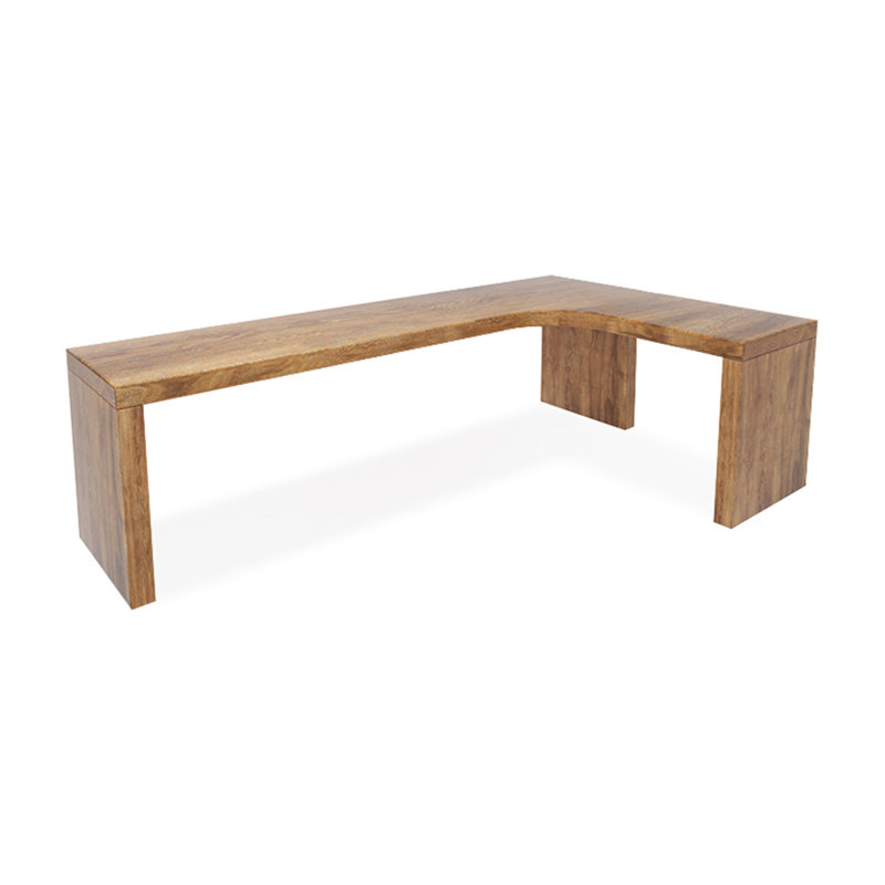 Bureau en bois massif en L Burlywood, H 29,53 po x l 78,74 po x P 39,37 po, Orienté à droite