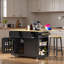Grand îlot de cuisine roulant avec 2 tabourets de bar, abattant, prise de courant, supports de rangement internes, 5 supports latéraux ouverts, 2 tiroirs-763693058
