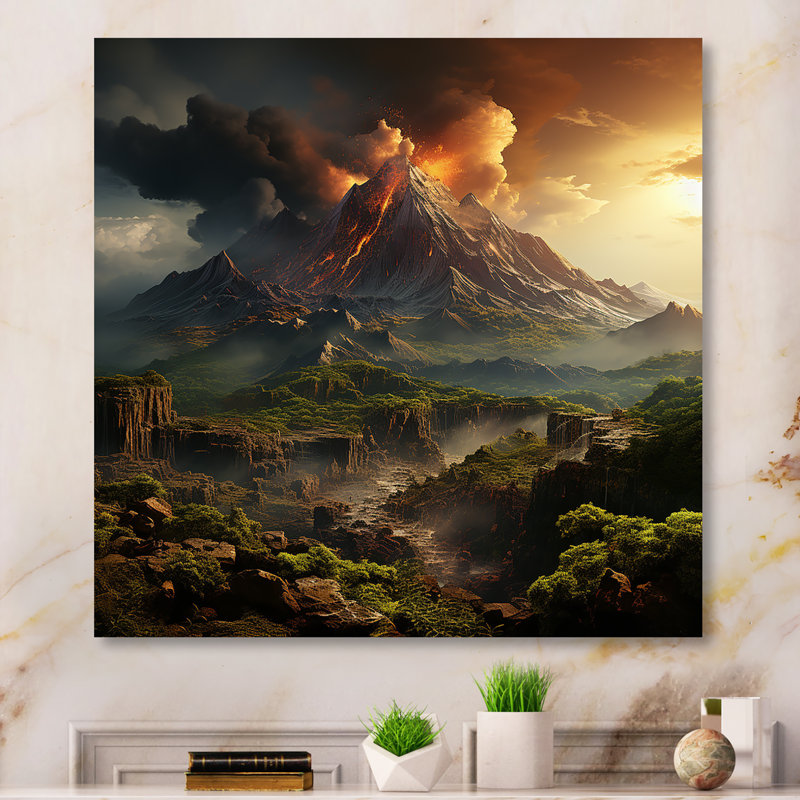 " Volcano Volcanic Wilderness II ", Wrapped Canvas, 30" H x 30" W x 1" D