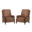 Fauteuil inclinable manuel en cuir véritable de 32,3 po de largeur avec main courante en bois massif Liauro (ensemble de 2)-759079125
