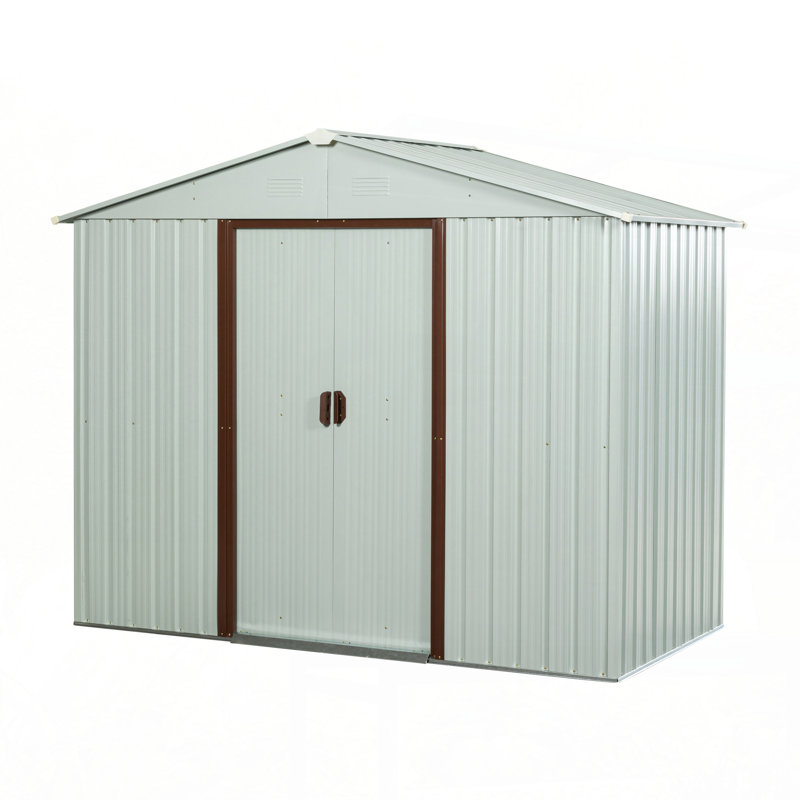 6ft x 5ft Outdoor Metal Storage Shed with Metal foundation ,White, 72.44" H x 46.85" W x 72.44" D, White