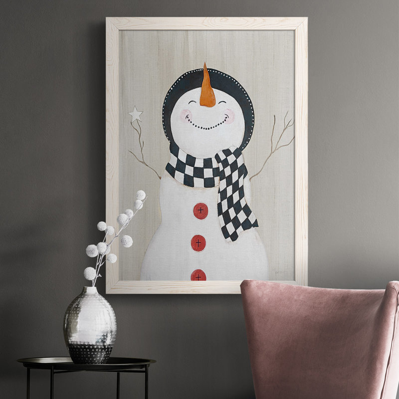 «Hadari Festive Snowman II», reproduction d'art sur toile, Blanc, H 37,5 po x l 27,5 po x P 1 po