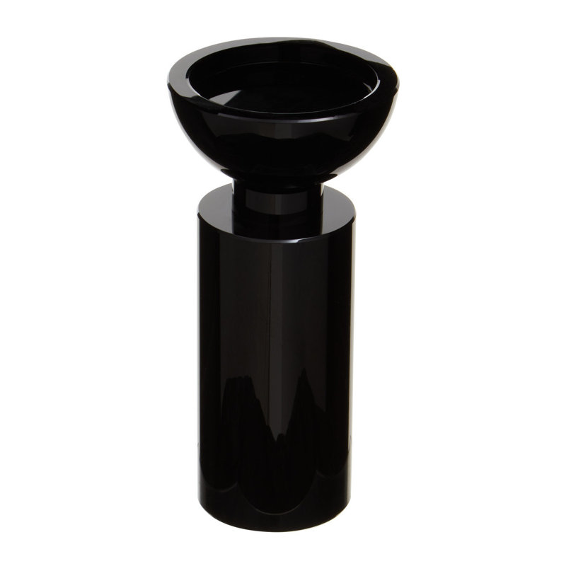 Glass Tabletop Tealight Holder, Black, 21cm H x 10cm W x 10cm D