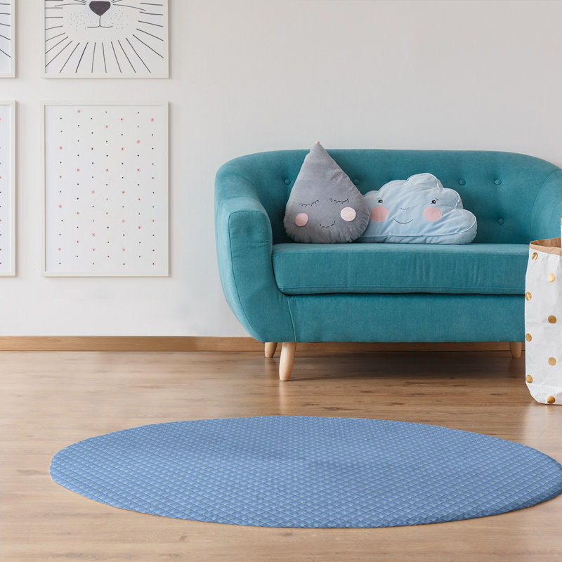 Tapis de zone bleu dégradé géométrique classic, Rond 5 pi