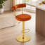 Chaise de bar pivotante rembourrée en velours doux avec pieds dorés électrolytiques-131109582