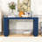 Curved Design Console Table With Unique Vertical Stripe Design-826084485