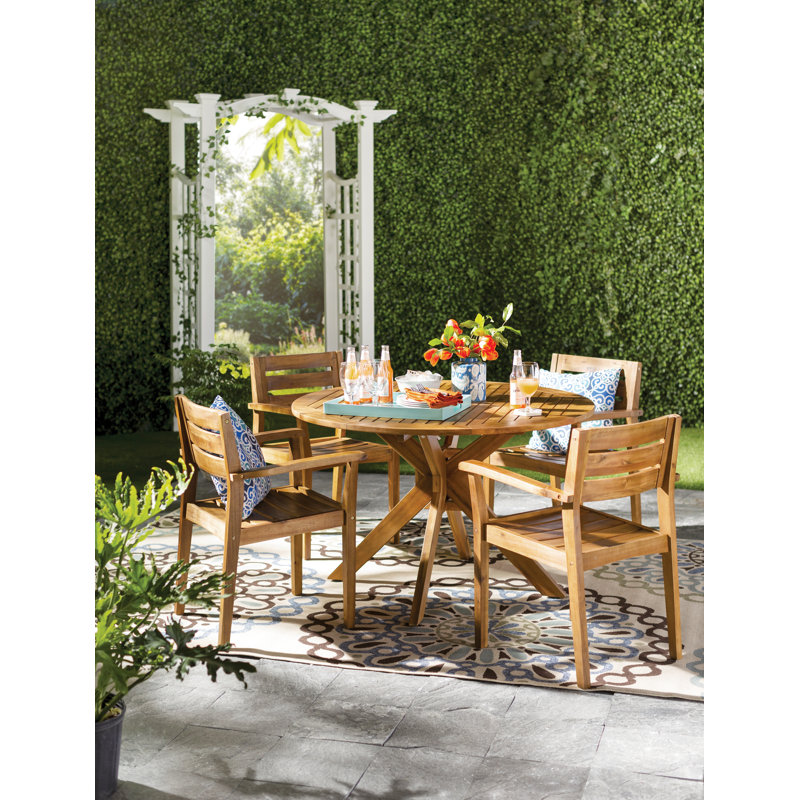 Union Rustic Renaud 4 - Person Round Outdoor Dining Set & Reviews | Wayfair