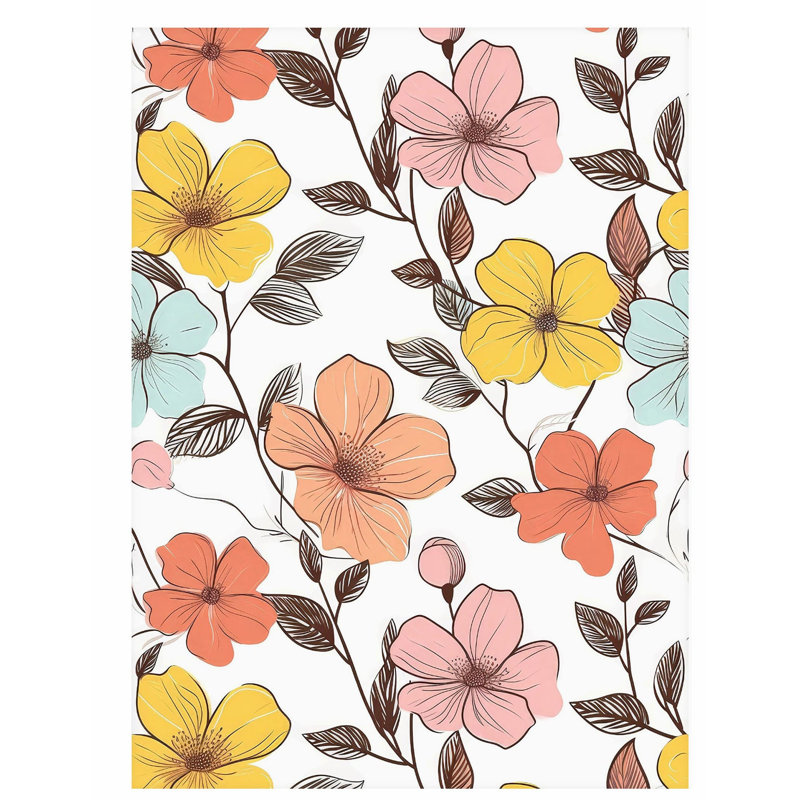 «Floral Boho Retro Flowers II», reproduction d'art non encadrée, H 14 po x l 11 po