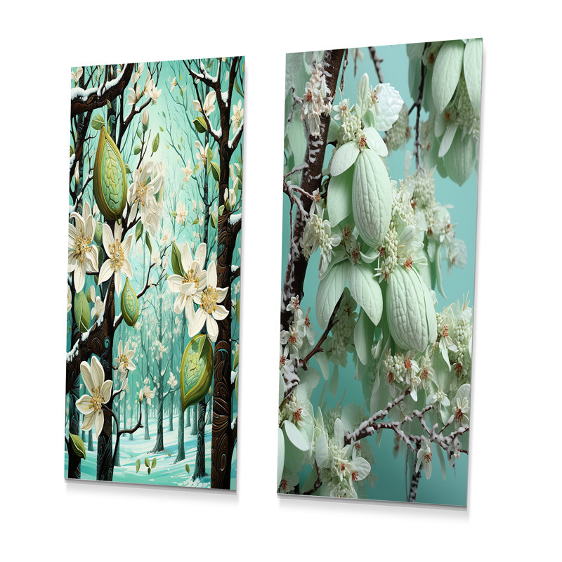 Cacao givré fantaisie menthe verte - ensemble de 2 décorations murales en métal cacao, H 32 po x l 32 po