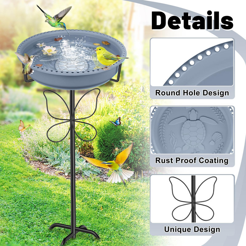 Metal Birdbath, Grey