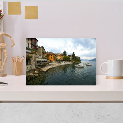 Buildings At The Waterfront, Varenna, Lake Como, Lombardy, Italy Abstract Contemporary Architecture City Wall Art
