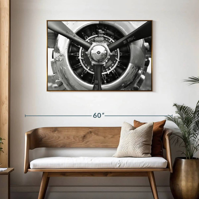 Hélice d'avion, Cadre flottant doré, 43 po x 29 po