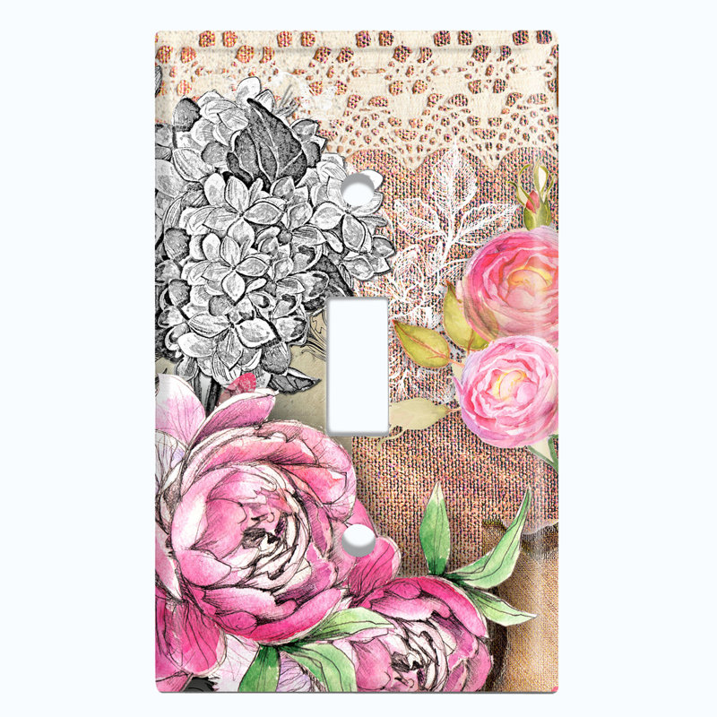 Plaque murale rétro rétro à motif de damas rose