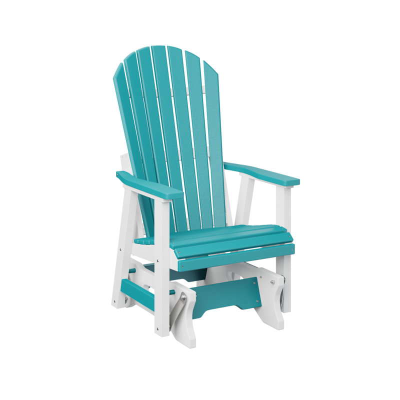 Comfo Back Outdoor Glider, Aruba Blue/White