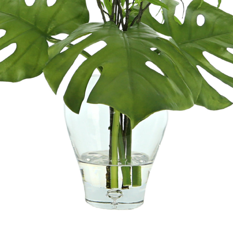 Philo Leaf And Willow Branch Arrangement In A Clear Glass Vase