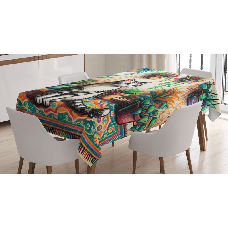 Javorius Rectangle No Pattern Microfiber Tablecloth, 70" Rectangle