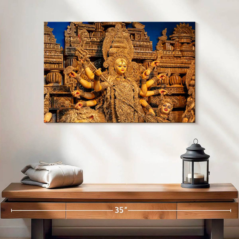 Adella Goddess Durga Sculpture, 16" H x 24" W