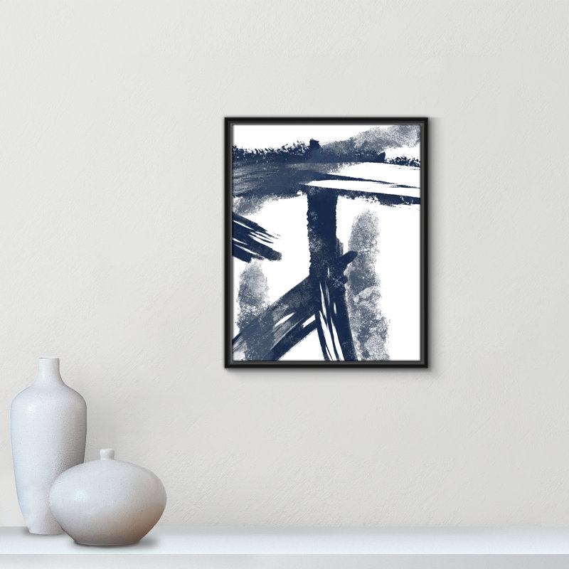 Bleu marine frappant les coutures 1 - reproduction d'art, H 21,5 po x l 17,5 po x P 2 po, Toile avec cadre noir