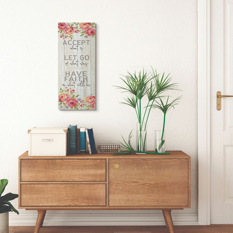 «Have Faith Traditional Inspirational Flower Design», impression sur toile, H 30 po x l 13 po x P 1,5 po, Toile tendue