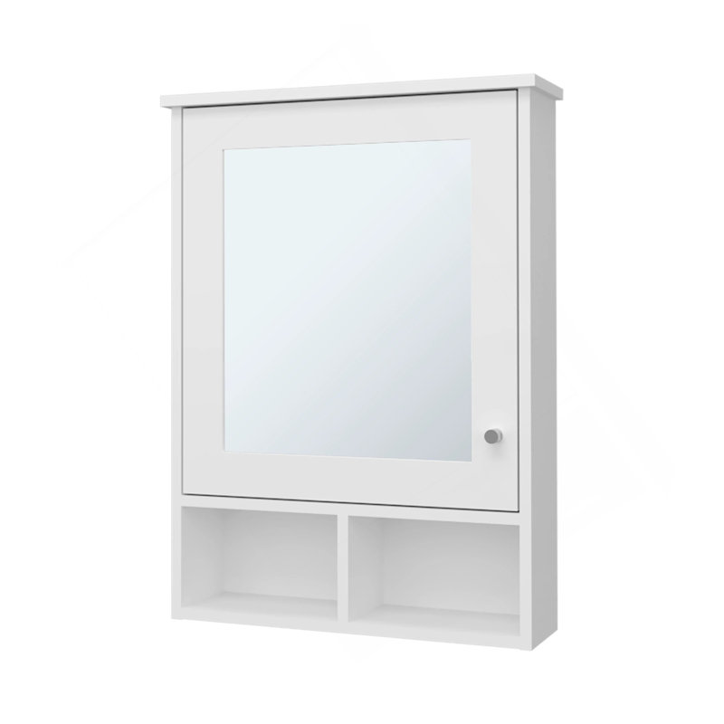 Armoire à pharmacie blanche avec porte et miroir inclus, Blanc